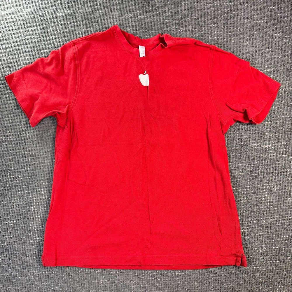 Apple Store Employee T-Shirt Mens Large Red Short Sleeve Tech Promo Tee